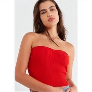 URBAN OUTFITTER RED RIBBED TUBE TOP